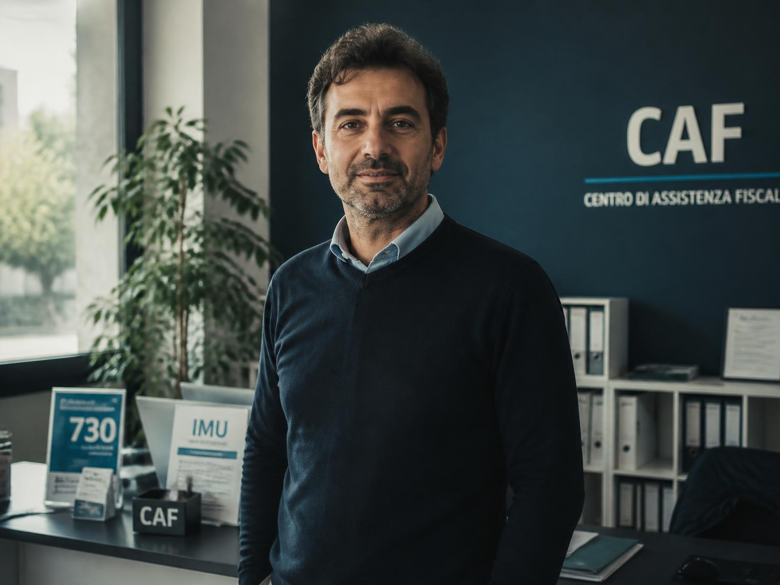 Titolare di un CAF nel proprio ufficio